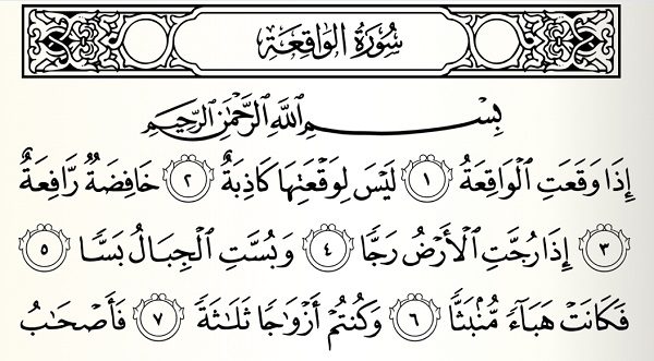 Doa Setelah Membaca Surat Al Waqi’ah dan Artinya