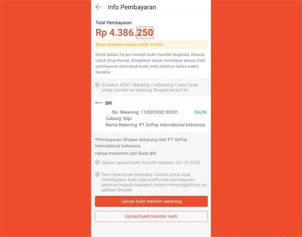 Cara Bayar Shopee via SMS Banking BRI, Mandiri, BNI, BCA, dll