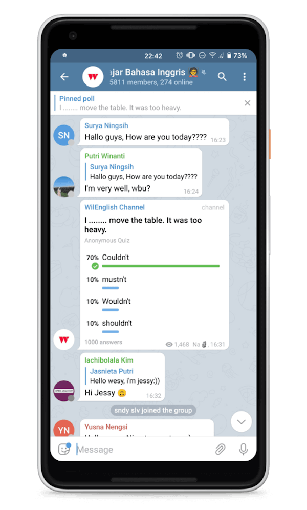 Daftar Link Grup Belajar Bahasa Inggris di Telegram