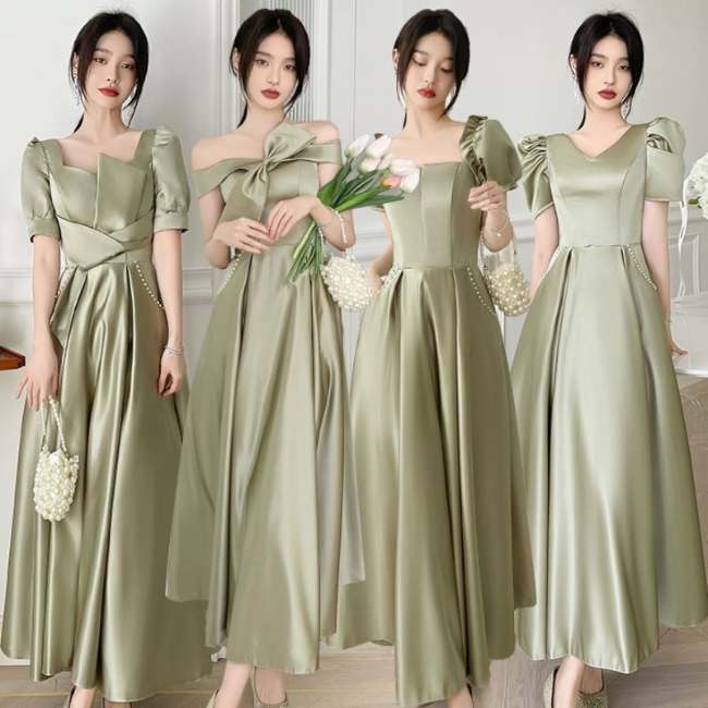 Dress Satin Panjang Berpita