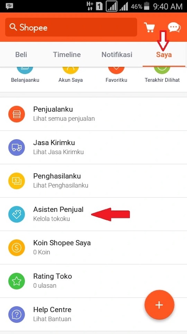 Setelah itu pilih menu Asisten Penjual.