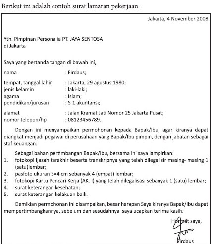 materi surat lamaran pekerjaan kelas 12