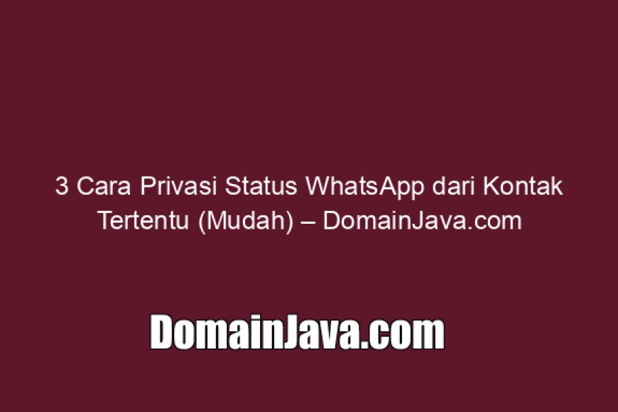 3 Cara Privasi Status WhatsApp dari Kontak Tertentu (Mudah)