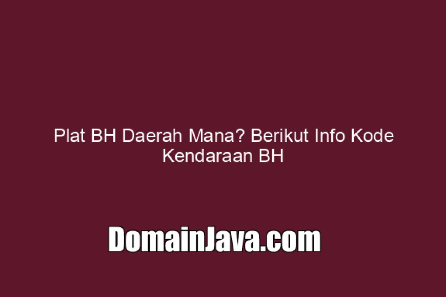 Plat BH Daerah Mana? Berikut Info Kode Kendaraan BH