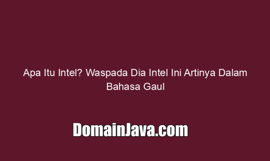 Apa Itu Intel? Waspada Dia Intel Ini Artinya Dalam Bahasa Gaul