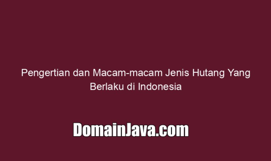 Pengertian dan Macam-macam Jenis Hutang Yang Berlaku di Indonesia