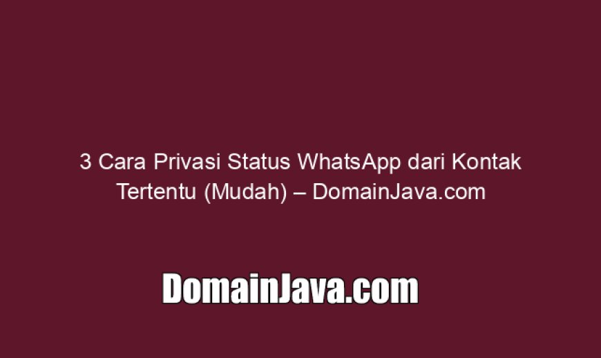 3 Cara Privasi Status WhatsApp dari Kontak Tertentu (Mudah)