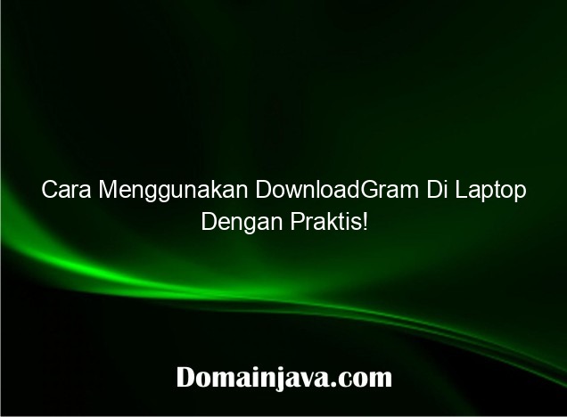 Cara Menggunakan DownloadGram Di Laptop Dengan Praktis!