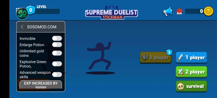 Fitur- Fitur Supreme Duelist Stickman Mod Apk