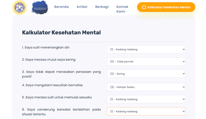 Kalkulator Tes Kesehatan Mental Online