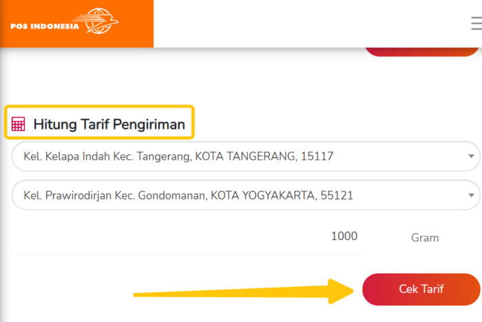 Cek Ongkir PT Pos Indonesia Dalam Negeri