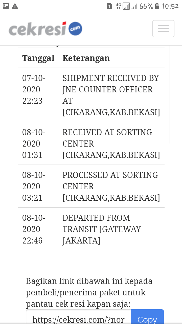 2 Cara cek Resi untuk JNE JTR Shopee