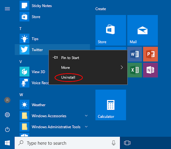 Cara Uninstall Aplikasi melalui Start Menu