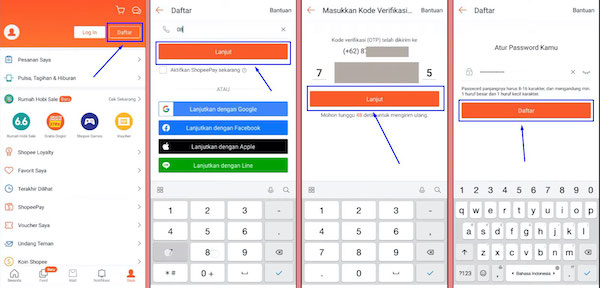 Kemudian masukkan nomor telepon dan klik centang untuk mengaktifkan Shopeepay