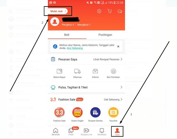 Klik menu Mulai Jual kemudian klik Mulai Pendaftaran