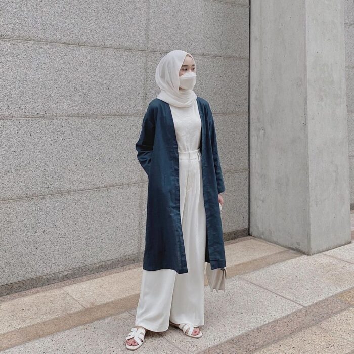 Long Cardigan dengan Celana Kulot