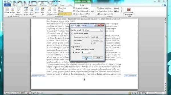 Mengubah urutan penomoran pada setiap halaman