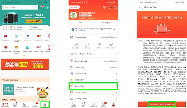 Pilih pada bagian menu Shopeepay.