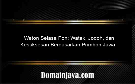 Weton Selasa Pon