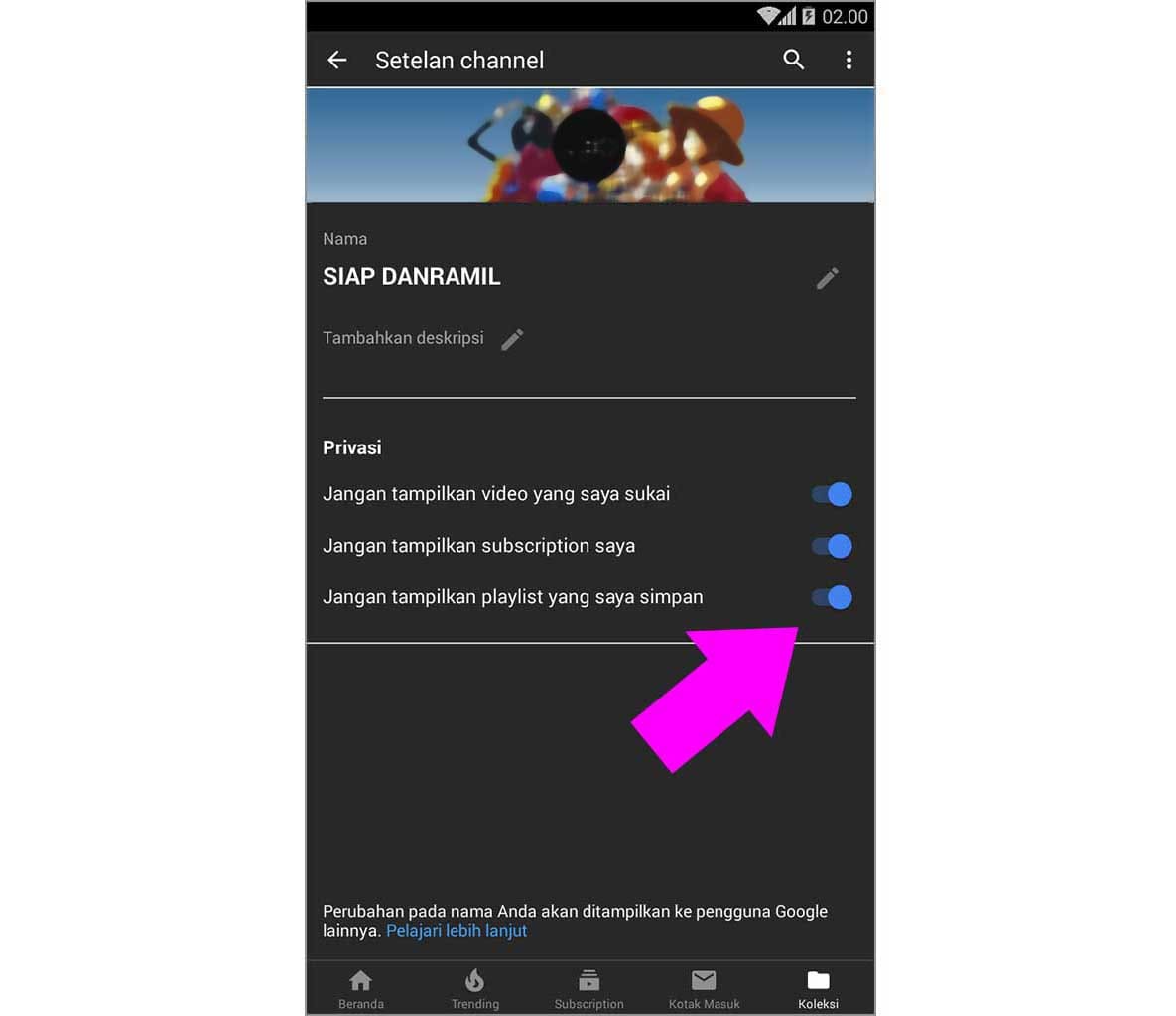 Setting Privasi Video di YouTube